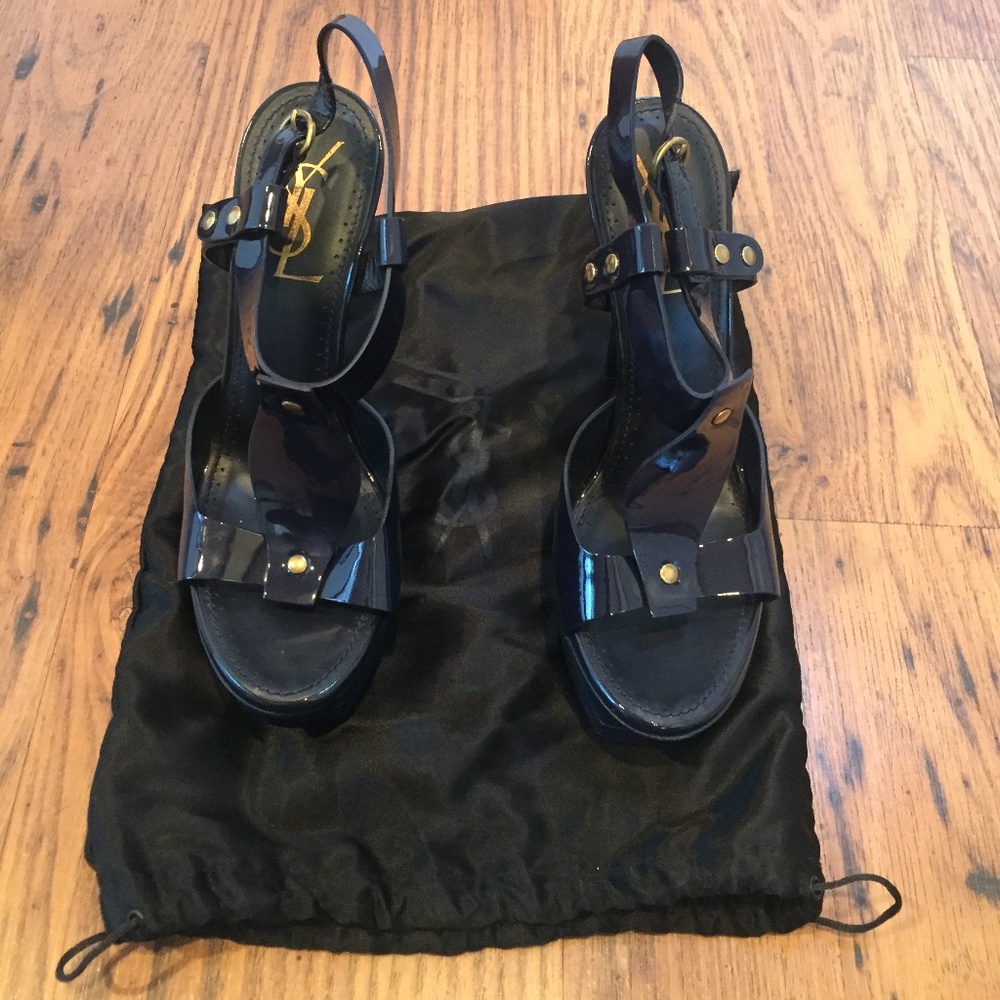 YSL Patent Leather Platform Sandals
